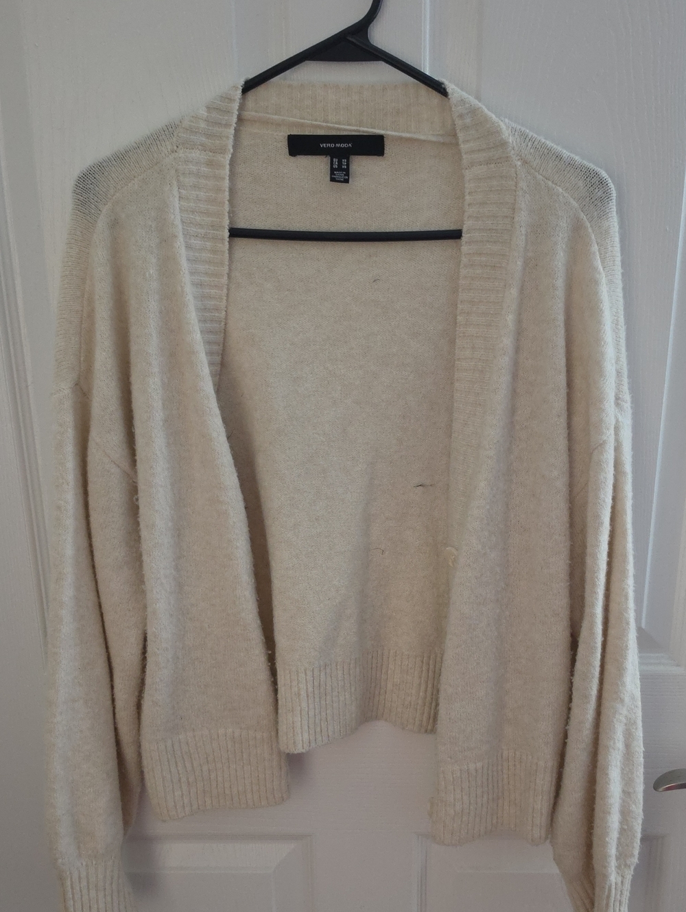 Vero Moda Soft Cream Open-Front Ribbed Hem Cardigan
